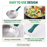 The Indus Valley Stainless Steel Capsule Frypan | Green Bakelite Handle | 22CM | 1.5Ltr
