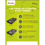 Preethi ZEAL PRO Ceramic Glass Top Gas Stove | 3 Burner