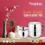 PRABHA Double Delight Cook N Serve Pot Thermal Rice Cooker | 1 KG