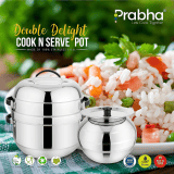 PRABHA Double Delight Cook N Serve Pot Thermal Rice Cooker | 1 KG