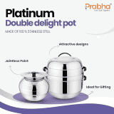 Prabha Double Delight Cook N Serve  Thermal Rice Cooker | Stainless Steel | Choodarapetty with Pot | 1.5 kg