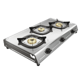 Preethi Glory Plus | Stainless Steel Gas Stove | 3 Burner