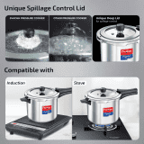 Prestige Popular Svachh Stainless Steel Pressure Cooker | Combi Pack (5 + 3 Litres)