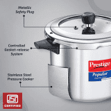 Prestige Popular Svachh Stainless Steel Pressure Cooker | Combi Pack (5 + 3 Litres)