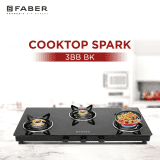 Faber Spark 3BB BK Gas Stove | 3 Burners | Brass Burners | Black