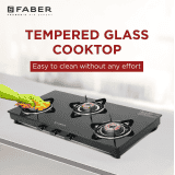 Faber Spark 3BB BK Gas Stove | 3 Burners | Brass Burners | Black