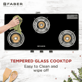 Faber Spark 3BB BK Gas Stove | 3 Burners | Brass Burners | Black