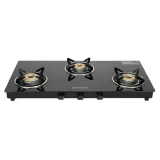 Faber Spark 3BB BK Gas Stove | 3 Burners | Brass Burners | Black