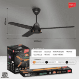 Impex E-Saver BLDC Ceiling Fan with Remote Contro | 1200 mm | 5 star Rated Energy Efficient Ceiling Fan | Smoke Brown