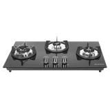 Faber HOB SUPERIA HT763 BR AI | 3 Brass Burners | Toughened Black Glass