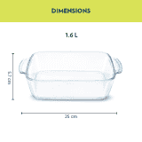 Borosil Square Baking Dish | 1.6L | With Handle