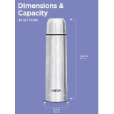 Milton Flip Lid 1000 Thermosteel Water Bottle | 1000 ml I Silver