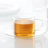 Borosil Radius Cup and Saucer Set | 6pc | Transparent