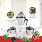 Volmax Ultra Dynamix Mixer Grinder | 900 Watts | 22000 Rotations Per Min | 3 Versatile Jars | White