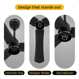 Atomberg Renesa Halo Smart BLDC Ceiling Fan | 900mm | 5 star | LED Speed Indicator | Midnight Black
