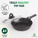 The Indus Valley Pre-Seasoned Cast Iron Fry Pan | Skillet with Glass Lid | 8 inch