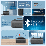 Lapcare Roxx Portable Party Speaker | 30W | RGB Lights | Black | AXM-001