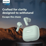 Philips Truly Wireless Earbuds with ANC | 13mm Neodymium Drivers | Ultra Low Latency | Frosty Green | TAT1050GN/94
