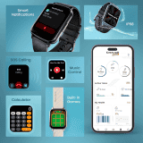 Fastrack Volt S1 Smart Watch | 1.83" Display | Silicone Strap | BT Calling | Black