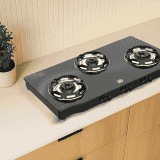 Butterfly Renz Glass Top Gas Stove | 3 Burner | Black