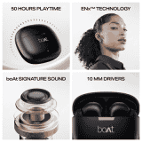 boAt Airdopes 213 Wireless Earbuds | with 50 Hours Playback | BEAST Mode & ENX Calling | Shadow Black