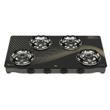 Butterfly Renz Glass Top Gas Stove | 4 Burner | Black