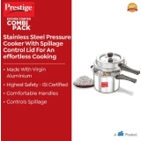 Prestige Popular Svachh | Combi Pack of 2 Controls Spillage-Deep Lid | 5 L, 3 L | Aluminium