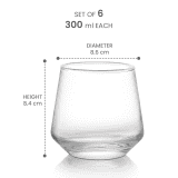 Treo by Milton Bourbon On The Rocks Glasses | 300 ml Each | Set of 6 | Transparent
