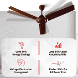 Luker Nano XL 1200mm BLDC Ceiling Fans | 5 star Rated Energy Efficient | Brown