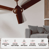 Luker Nano XL 1200mm BLDC Ceiling Fans | 5 star Rated Energy Efficient | Brown