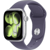 Apple Watch Series 11 | GPS | 46mm | Silver Aluminium Case Purple Fog Sport Band | S/M | Purple Fog Strap | MEV94HN/A