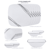 Corelle Square Simple Lines Dinner Set | 21 Pc