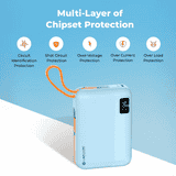 Lapcare Rapid Pocket Power Bank | 10000mAh | 22.5W | charging | In-Built Cables | Blue | LPB-620