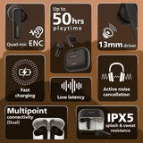 ​PHILIPS True Wireless Earbuds | ANC/ENC |  50H Playtime | Fast Charging | Black | TAT1050BK/94​