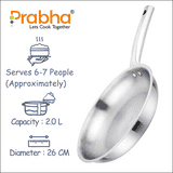 Prebha Elante Triply Frypan With Glass Lid | 26cm |  Silver