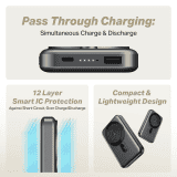 boAt EnergyShroom PB331 Powerbank | 10000mAh Magnetic Wireless 15W Wireless & 22.5W Wired Charging | Ash Black