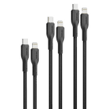 Promate 3Pcs High Tensile Strength USB-C to Lightning Cable Kit | 27W | Black