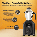 Havells Hexo Plus Mixer Grinder | 1100 W | 3 Jars | Black