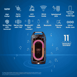 Samsung Bluetooth Party Sound Tower | with in-Built Battery | 160 W | Party Lights | USB Input | Splashproof IPX4 | Black | MX-ST40F/XL