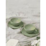 Vola Vogue Coupe Fine Porcelain Coupe set | Cup & Saucer | Set of 12 | Tea | Coffee | Moss