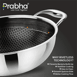 Prabha Tri-ply Hexa Cube Kadhai With Lid | 28 CM