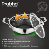Prabha Tri-ply Hexa Cube Kadhai With Lid | 28 CM