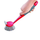 Cello Kleeno Dual Action Sink & Dish Brush | Hanging Provision | Plastic Kitchen Sink Basin Wash Cleaning Brush | Multicolors