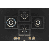 Bosch Built in Gas Hob | Tempered glass | Glass 4 Burner Auto Ignition | 75 cm | True Brass 2D Ring Burners | Black | PNI7B6F20I