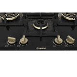 Bosch Built in Gas Hob | Tempered glass | Glass 4 Burner Auto Ignition | 75 cm | True Brass 2D Ring Burners | Black | PNI7B6F20I