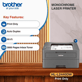 Brother Auto Duplex Laser Printer | 30 PPM Print Speed | LCD Display | 64 MB Memory | HL-L2440DW