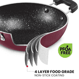 Milton Pro cook Granito Aluminium Kadhai | Soft Touch Bakelite Handles | 18 cm | Non-Induction | Deep Kadai