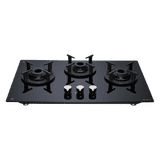 Elica Toughened Glass Top 3 Burner Automatic Hob | Black | RG FLEXI 360 LOTUS IND HD BRASS