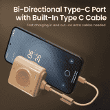 Portronics Moji 10 Smallest Wireless Fast Charging Power Bank | Detachable USB Type-C Cable | 10000Mah | 20W | Multicolor