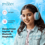 Disney Frozen Kids 3D Bluetooth Wireless Stereo Headphones | Foldable Ear Cups | Blue | DY-3054-FR
